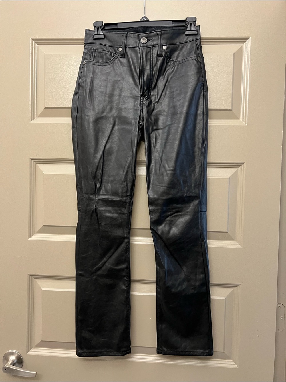 GAP Black Vegan Leather Vintage Slim High Rise Pants. Size 25.